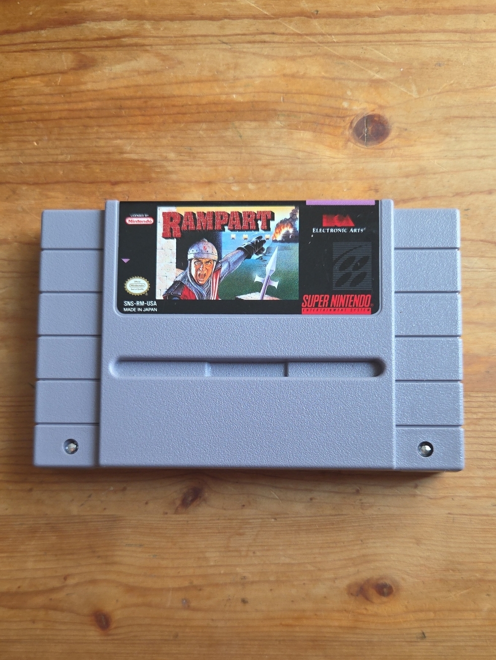 1992 Rampart SNES Electronic Arts Video Game Cartridge Vintage Grey Authentic